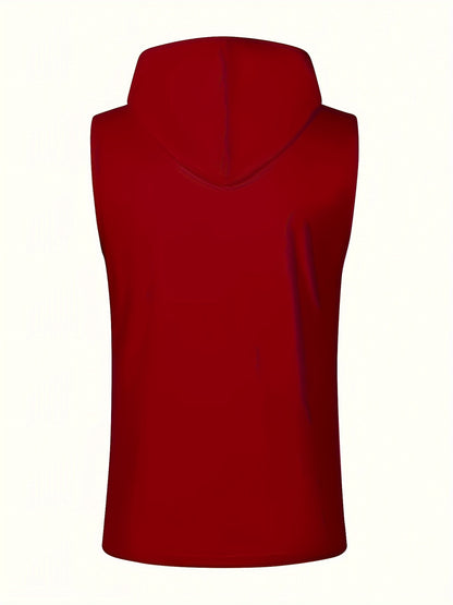 Men's Solid Color Henley Hooded Tank - Summer Fitness & Sports Wear - Hiccupzz