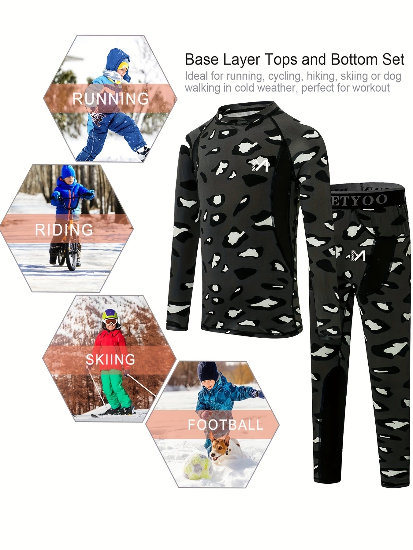 4 Pcs Youngsters' Warm Winter Underwear Set - Long Sleeve Top & Pants, Comfortable and Cozy