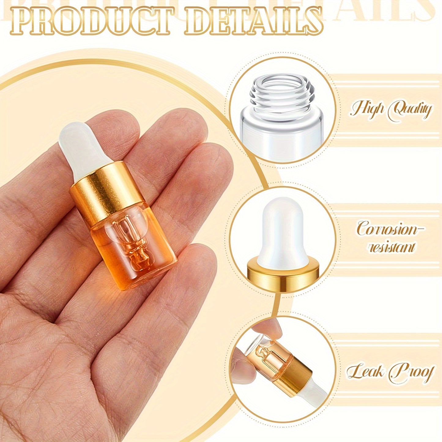 100 Pcs 2ml Clear Glass Dropper Vials Mini Essential Oil Bottles for Travel Perfume Cosmetic Liquid Samples