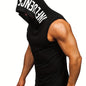 Men's Quick-Dry Hooded Tank Top with Letter Print - Moisture-Wicking Athletic Sleeveless Shirt for Gym & Running - Hiccupzz