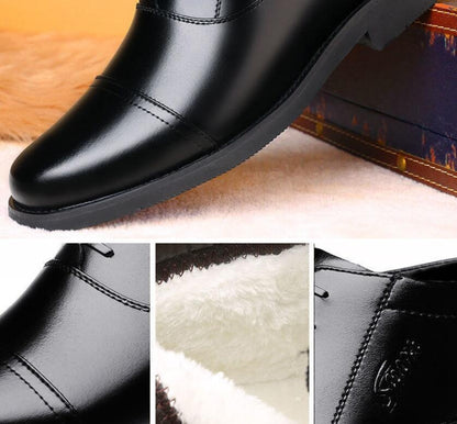 Winter Real Leather With Fleece Lining Men's Cotton Shoes - Hiccupzz