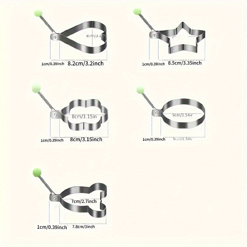 Anillos de acero inoxidable para huevos (5 piezas): moldes para panqueques para freír huevos y tortillas