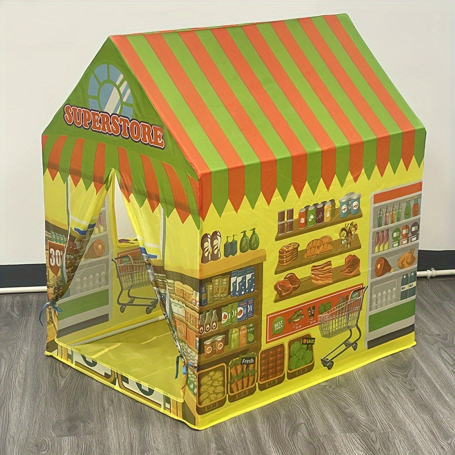 Superstore Playhouse Tent - Kids' Toy House with Windows, Suitable for Indoor and Outdoor Play, Ages 0-3, Waterproof