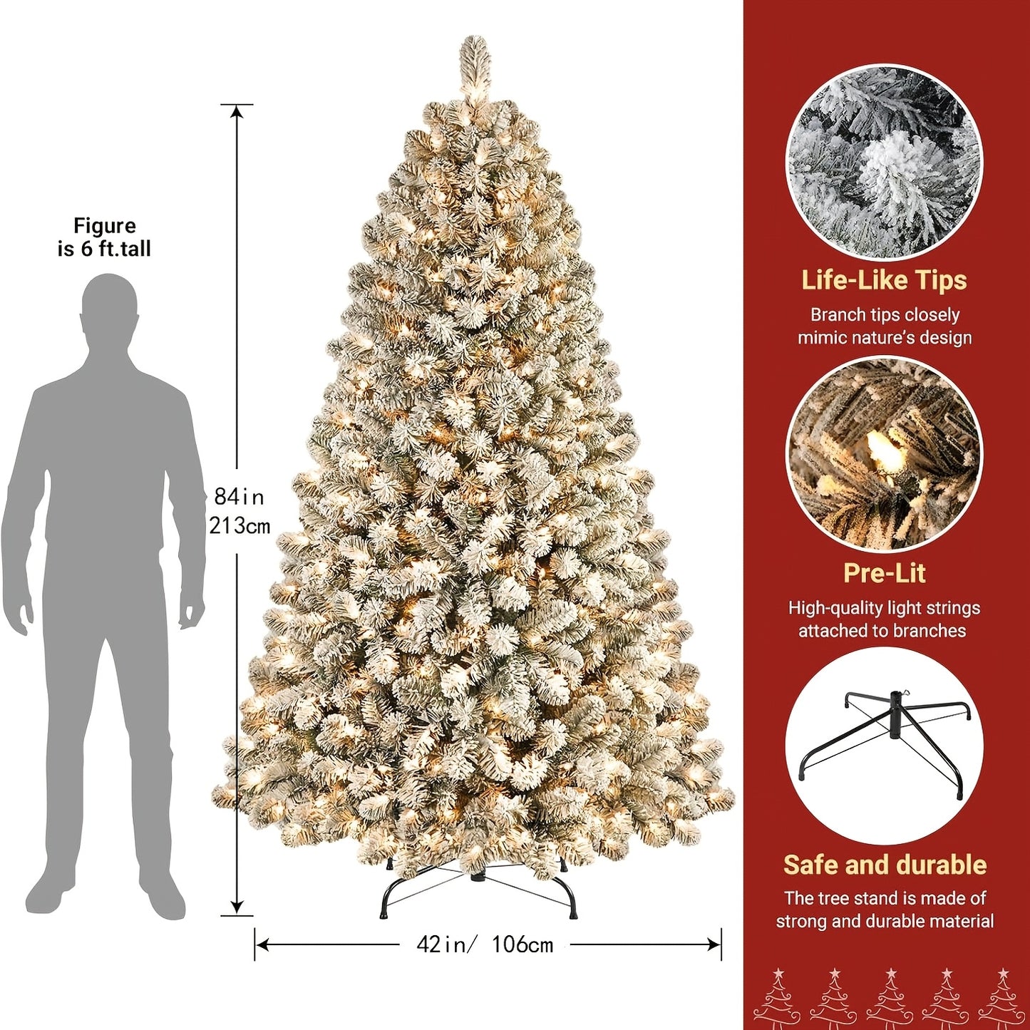 1 Pc 6.5 Ft White Prelit Christmas Tree