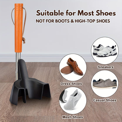 Easy-Reach 31" Stainless Steel Shoe Horn for Seniors - No Bending Required, Ideal for Sneakers & Boots