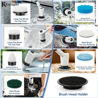 7-in-1 Cordless Electric Spin Scrubber with 4 Angles, 3 Speeds, Power Display for Bathroom, Kitchen, Shower Cleaning - Hiccupzz