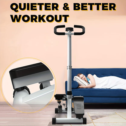 Stair stepper with handle - Mini stepper with 300 lb load capacity, hydraulic fitness stepper with LCD display - Hiccupzz