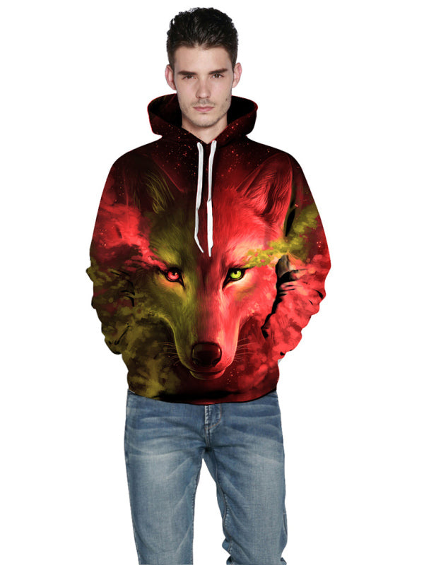 Unisex's Wolf Pattern Hoodie