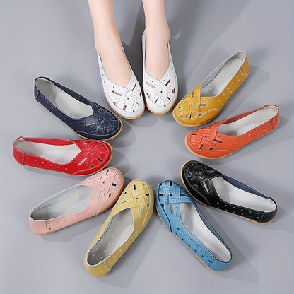 Women's Hollow Out Breathable Slip-On Flats, Casual All-Match Daily Shoes - Hiccupzz
