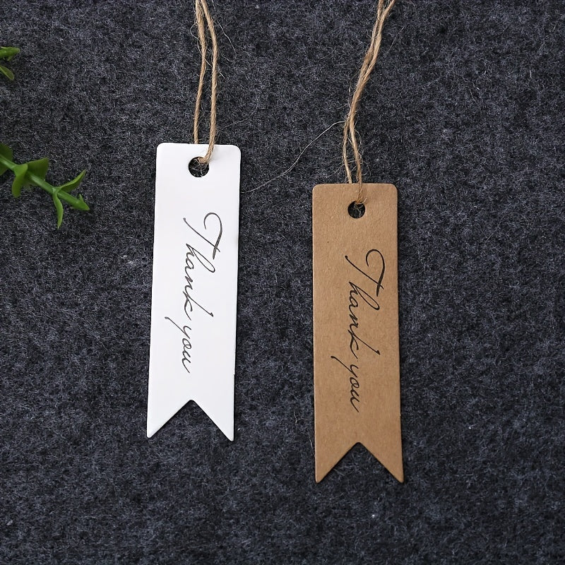 100pcs Kraft Paper Thank You Tags with Hemp Twine – Inspirational Gift and Baking Message Cards