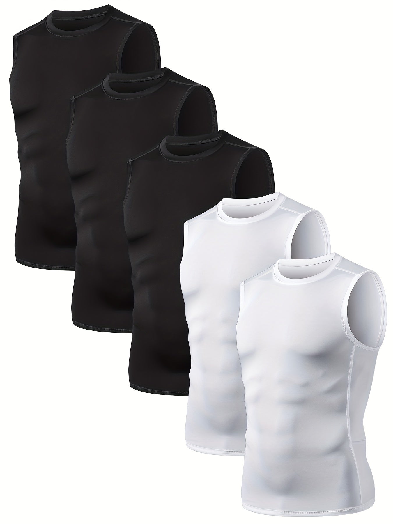 5-Pack Men's Compression Sleeveless Workout Tank Tops for Running & Training