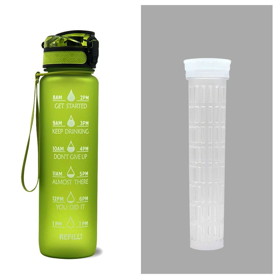 1L Tritan Water Bottle With Time Marker Bounce Cover Leakproof Cup For Sports Fitness