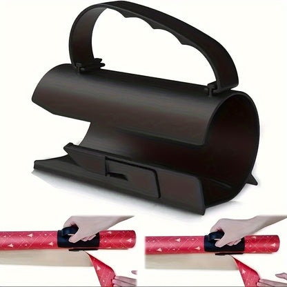Festive Gift Wrapping Paper Roll Cutter with Handle - Easy Sliding Clamp Tool for Adults - Hiccupzz