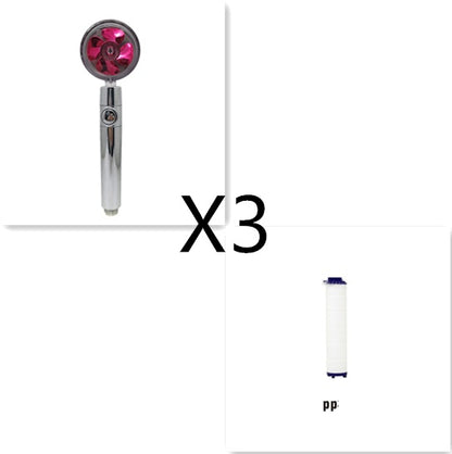 Shower Head Water flow 360 Degrees Rotating With Small Fan ABS Rain High Pressure Spray Nozzle Bathroom Accessories - Hiccupzz
