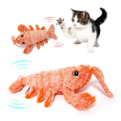 Pet Toys Electric Jumping Shrimp USB Charging Simulation Lobster Funny Cat Plush Pets Toy - Hiccupzz