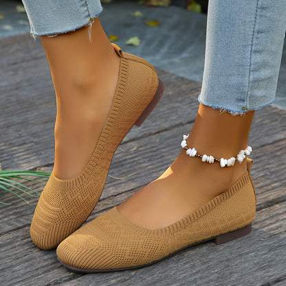 Women's Breathable Square Toe Slip-On Flats, Lightweight & Comfortable Casual Shoes - Hiccupzz