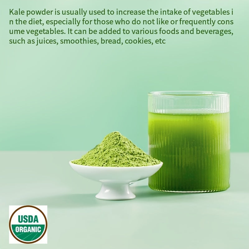 Organic Kale Powder, 16oz Green Food, Pure Natural Kale Powder, Rich In Antioxidants - Used In Smoothies, Beverages, And Organic Superfood For Brewing