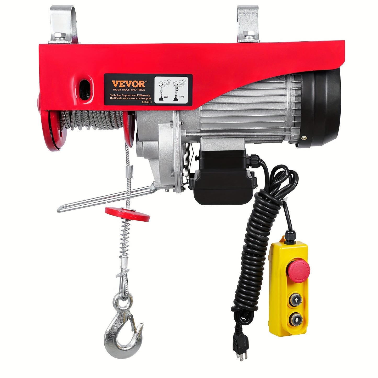 Electric Hoist, 440lbs Garage Hoist with 14ft Wired Control, 110 Volt Winch, 40ft Single Cable Lifting Height, Pure Copper Motor & Emergency Stop Switch