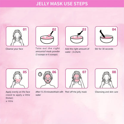 Rose Petal Jelly Facial Mask Powder - Hyaluronic Acid, Collagen, Alcohol-Free, Unscented Cleansing Gel Mask for All Skin Types - Peel Off Moisturizing Skincare for Men & Women, 23 Fl oz Jar (Unisex-Adult) - Hiccupzz