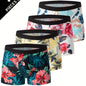 4-Pack Men's Flower Pattern Boxer Briefs - Breathable Antibacterial Sports Shorts for Casual Comfort - Hiccupzz