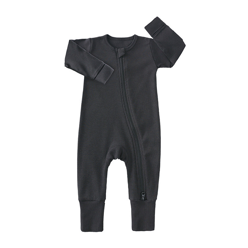 Baby Onesie - Long Sleeve Double Zipper Pajamas with Hand & Foot Wraps