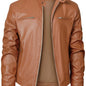 Men's PU Leather Motorcycle Jacket with Zipper Pockets, Autumn/Winter Stand Collar Cardigan Coat - Hiccupzz