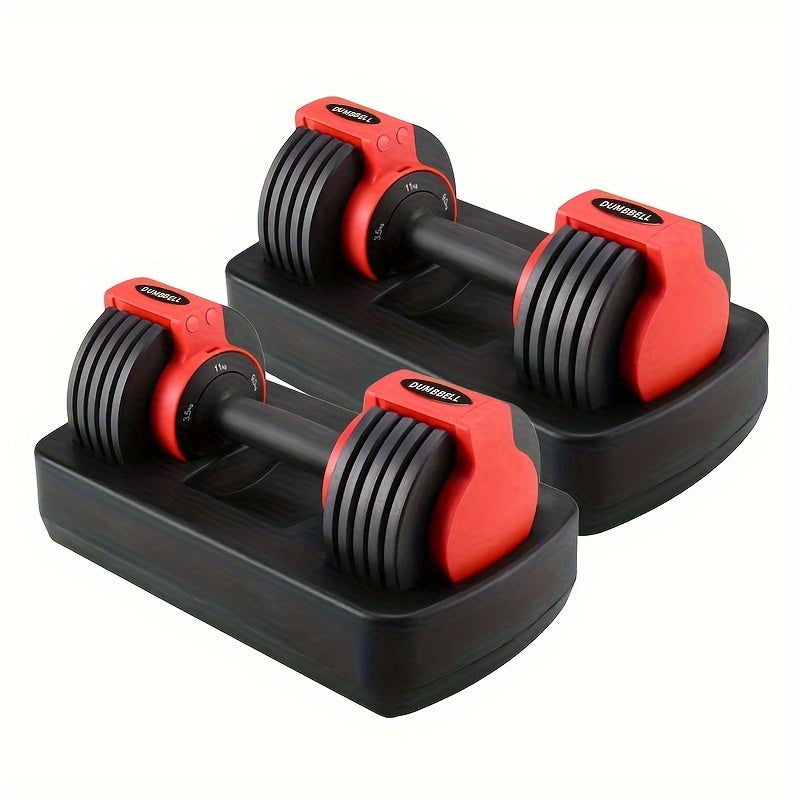 3-in-1 Adjustable Dumbbell Set (7.4 - 48 Lbs) - Space-Saving Home Gym Equipment for Dumbbells, Barbell, Kettlebells & Push-Up Training