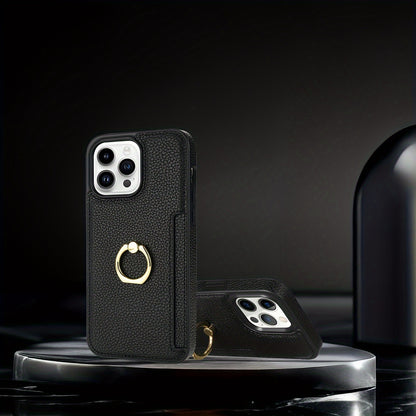 Shockproof PU Leather Wallet Case with Kickstand and Card Slots for iPhone 11-15 Pro Max - Magnetic Clasp and Protective Design - Hiccupzz