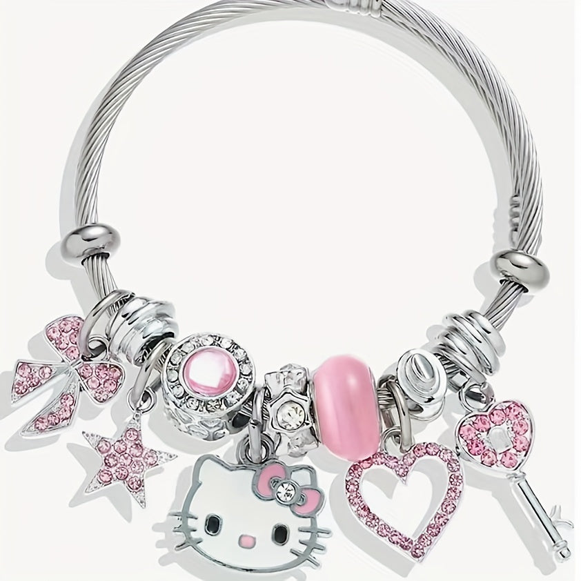 Licensed Sanrio Hello Kitty Bracelets, Creative Cartoon Bangles For Girls, Sweet Gifts For Girls