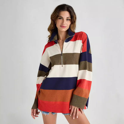 Women's Half Zip Turtleneck Pullover Long Sleeve - Hiccupzz