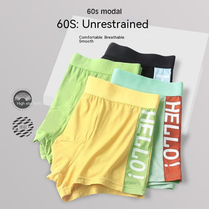 Men's Modal High-end Mid-rise Boxer Briefs Youth Antibacterial Cotton File Breathable Boxers - Hiccupzz