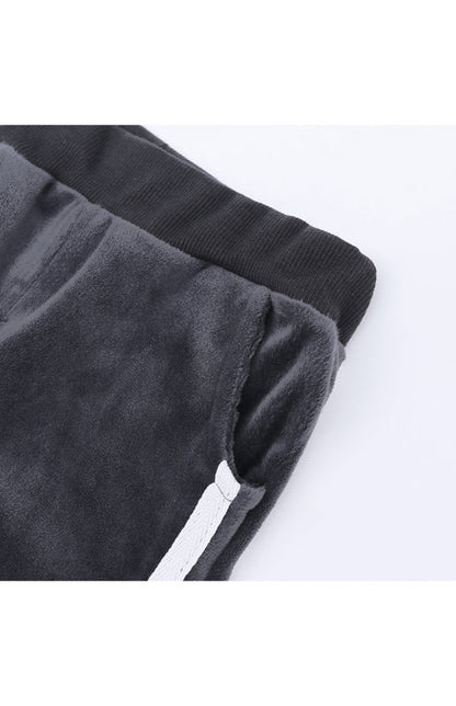 Children's Hooded Side Strip Gold Velvet Pyjama Sets - Hiccupzz