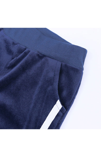 Children's Hooded Side Strip Gold Velvet Pyjama Sets - Hiccupzz