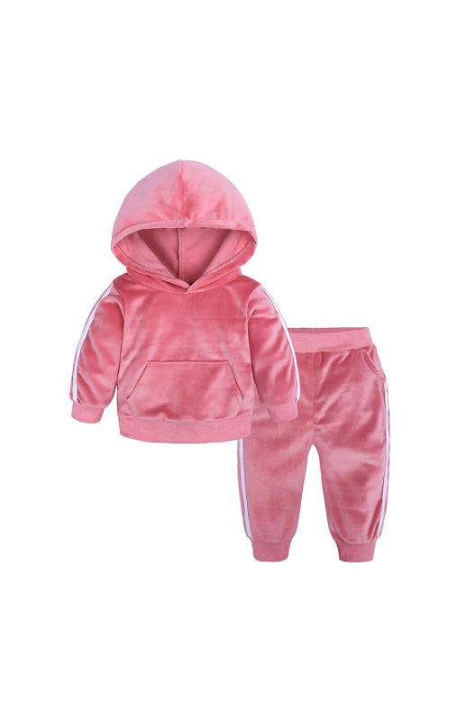 Children's Hooded Side Strip Gold Velvet Pyjama Sets - Hiccupzz