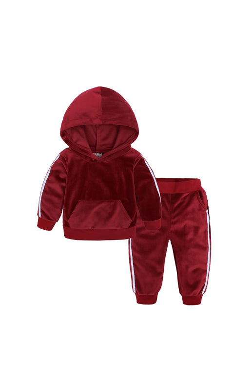 Children's Hooded Side Strip Gold Velvet Pyjama Sets - Hiccupzz