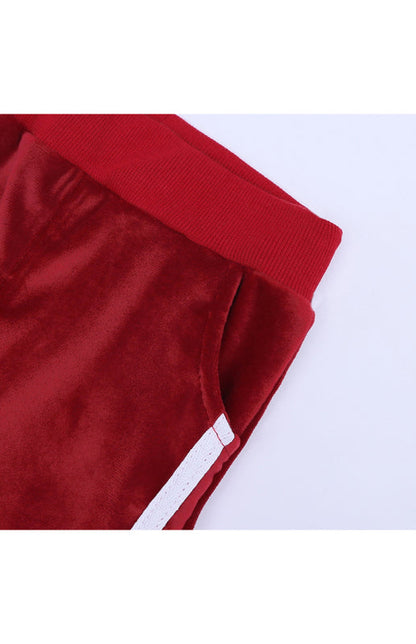 Children's Hooded Side Strip Gold Velvet Pyjama Sets - Hiccupzz