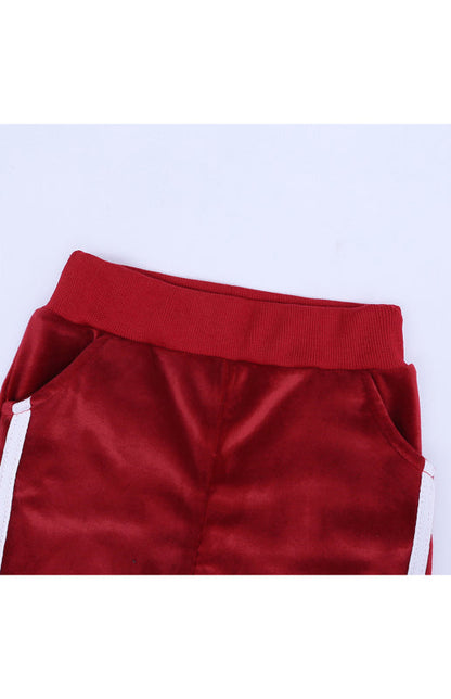 Children's Hooded Side Strip Gold Velvet Pyjama Sets - Hiccupzz