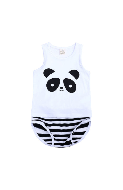 Children's Contrast Print Casual Vest Loungewear Set