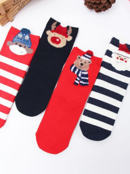 Cotton Tube Socks Stereo Ear Christmas Socks (4 Pairs Of Loading) - Hiccupzz