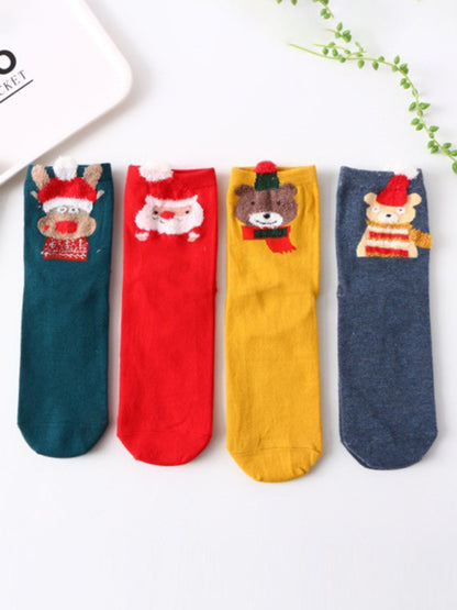 Cotton Tube Socks Stereo Ear Christmas Socks (4 Pairs Of Loading) - Hiccupzz