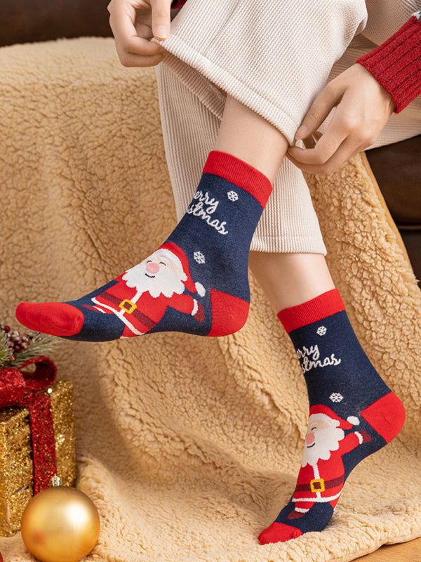 Cotton Christmas Cartoon Pattern Socks