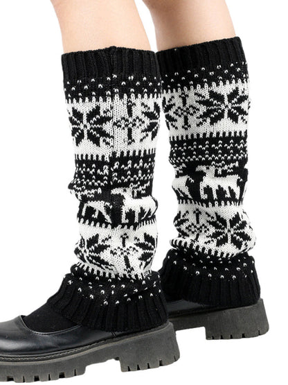 Women's Christmas Snowflake Fawn Foot Cover Pile Pile Socks - Hiccupzz