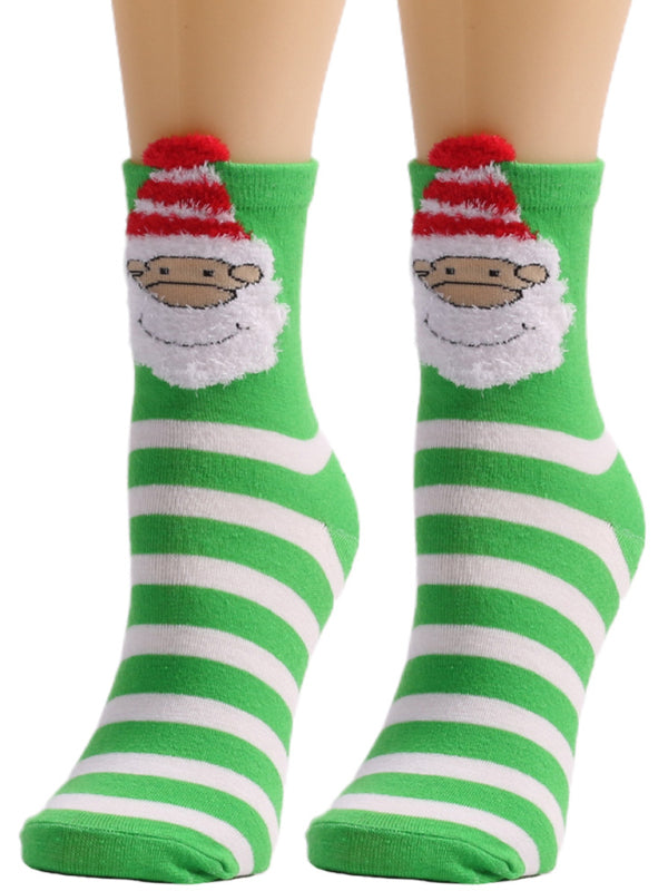 Festive Stripe Santa Christmas Socks