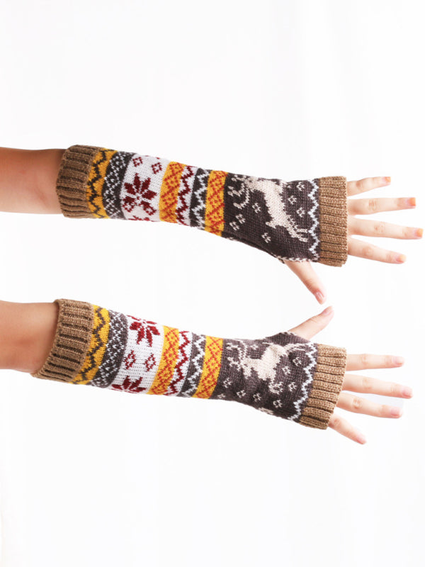 Women's Warm Knitted Cartoon Christmas Gloves