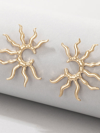 Popular Earrings Personality Geometric Sun Shape Fashion Ladies Earrings Stud Earrings - Hiccupzz
