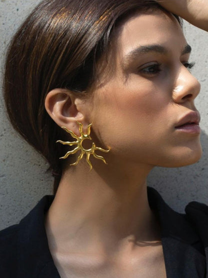 Popular Earrings Personality Geometric Sun Shape Fashion Ladies Earrings Stud Earrings - Hiccupzz
