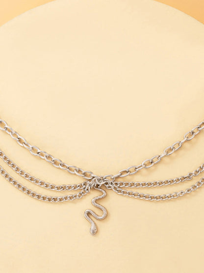 Gold heart-shaped chain anklet tassel snake-shaped pendant three-layer anklet for women - Hiccupzz
