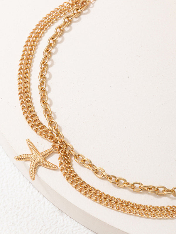 Gold heart-shaped chain anklet tassel snake-shaped pendant three-layer anklet for women - Hiccupzz
