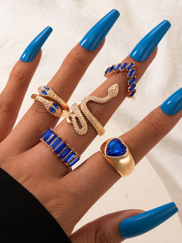 Popular jewelry ring jewelry snake-shaped love ins style five-piece ring female - Hiccupzz