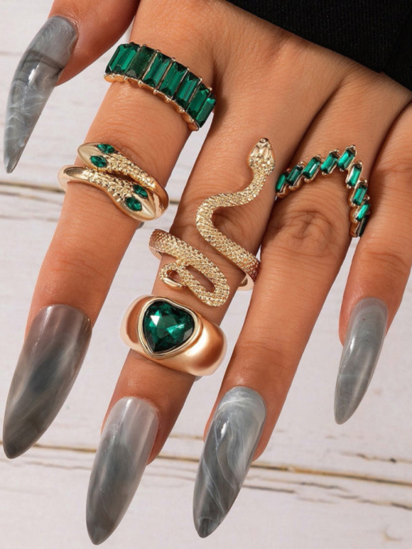 Popular jewelry ring jewelry snake-shaped love ins style five-piece ring female - Hiccupzz